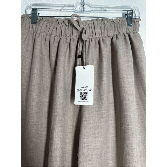 NWT VAV New York WIDE LEG PANTS WITH ELASTIC WAIST one Size Tan See Description - Picture 4 of 15